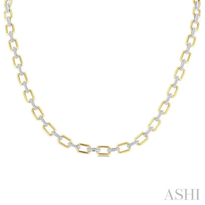 Bold Octagon Shape Link Diamond Fashion Necklace