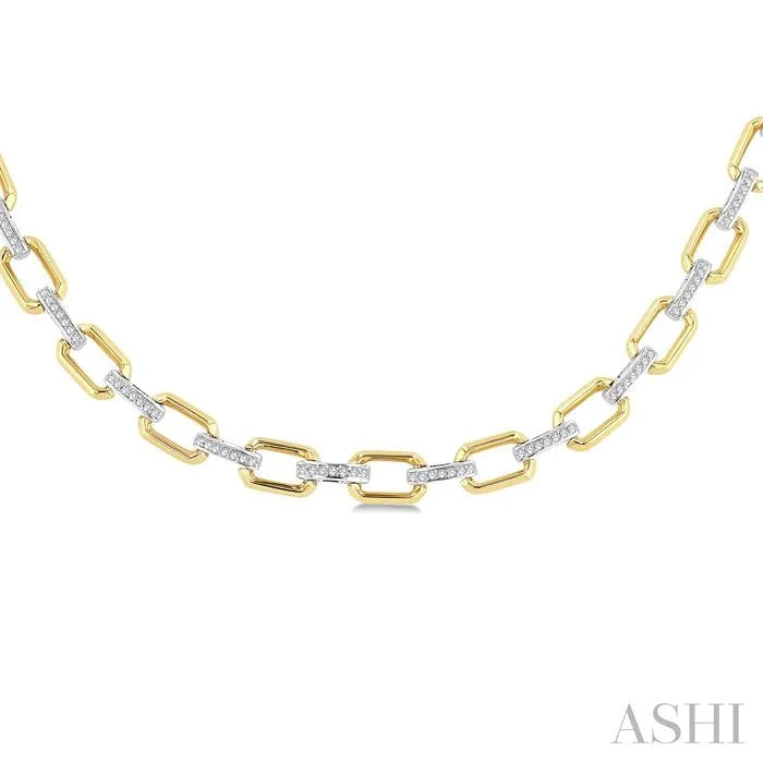 Bold Octagon Shape Link Diamond Fashion Necklace