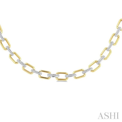 Bold Octagon Shape Link Diamond Fashion Necklace