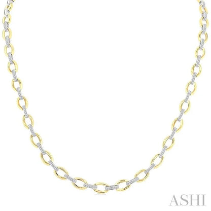 Bold Oval Shape Link Diamond Fashion Necklace