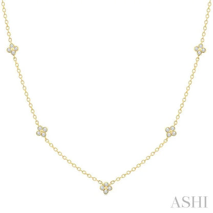 Clover Bezel Set Diamond Station Necklace