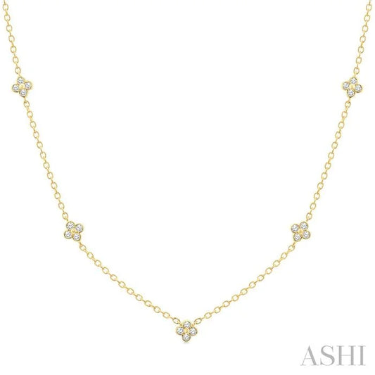 Clover Bezel Set Diamond Station Necklace