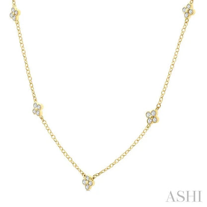 Clover Bezel Set Diamond Station Necklace