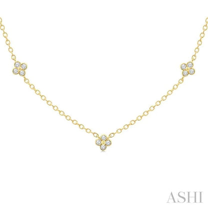 Clover Bezel Set Diamond Station Necklace