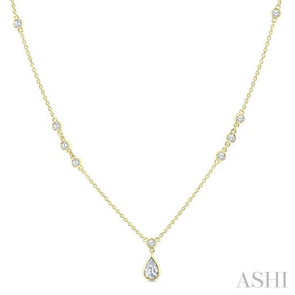 Pear Shape Bezel Set Drop Necklace
