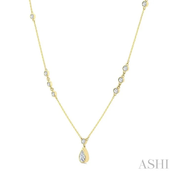 Pear Shape Bezel Set Drop Necklace