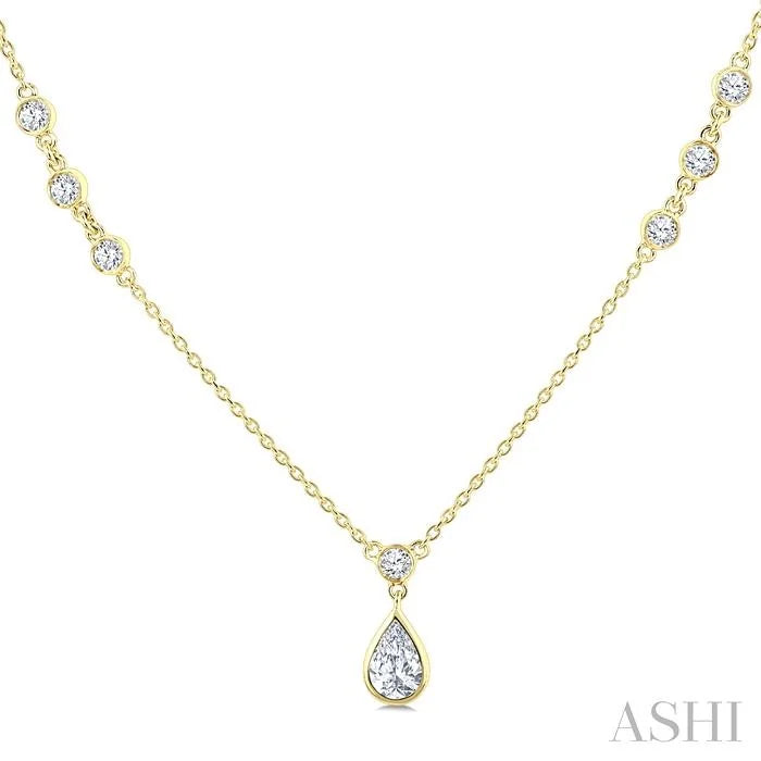Pear Shape Bezel Set Drop Necklace