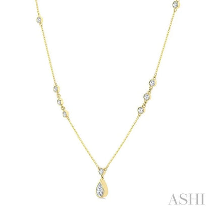 Pear Shape Bezel Set Drop Necklace