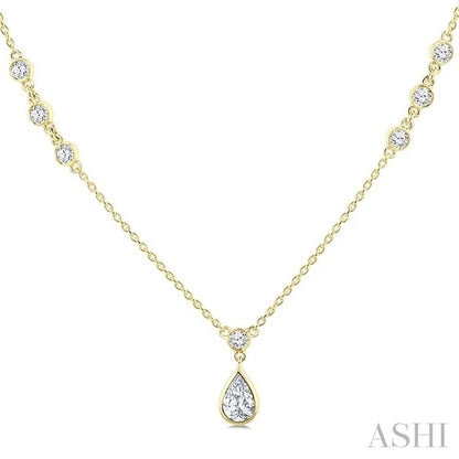 Pear Shape Bezel Set Drop Necklace