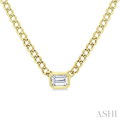 Emerald Shape Curb & Cuban Diamond Fashion Necklace