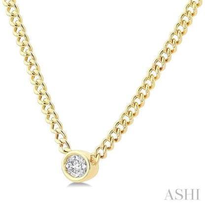 Oval Shape Curb & Cuban Diamond Fashion Necklace