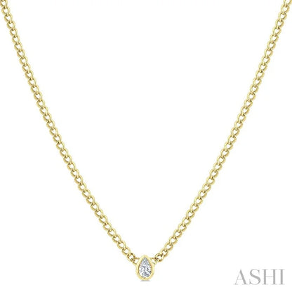 Pear Shape Bezel Curb & Cuban Diamond Fashion Necklace