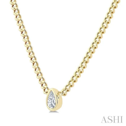 Pear Shape Bezel Curb & Cuban Diamond Fashion Necklace
