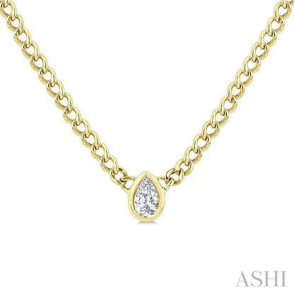 Pear Shape Bezel Curb & Cuban Diamond Fashion Necklace
