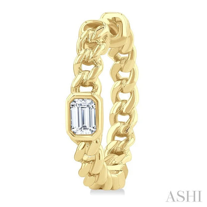 Emerald Shape Curb Diamond Fashion Hoop Earrings