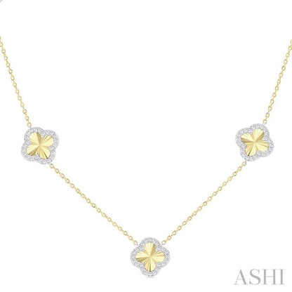Clover Fluted Diamond Station Necklace