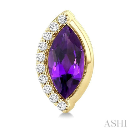 Marquise Shape Gemstone & Diamond Stud Earrings