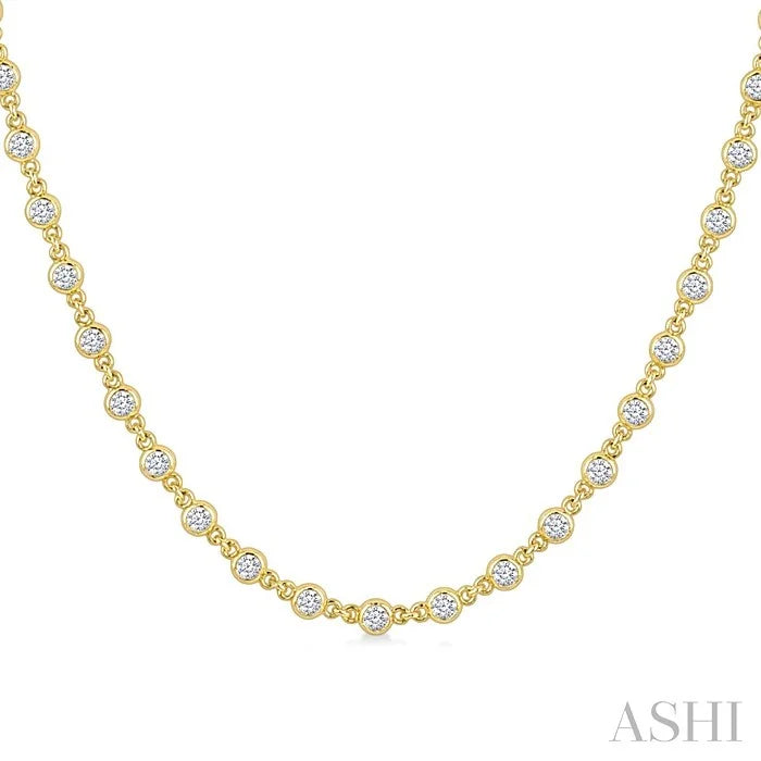 Bezel Set Diamond Station Necklace