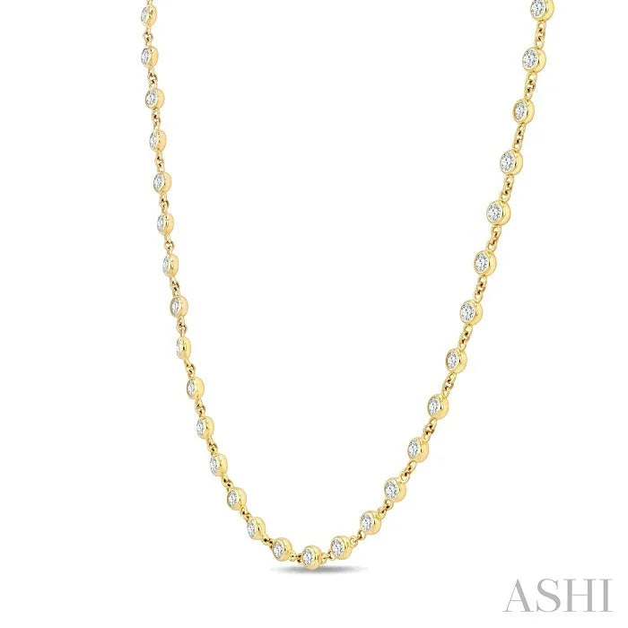 Bezel Set Diamond Station Necklace