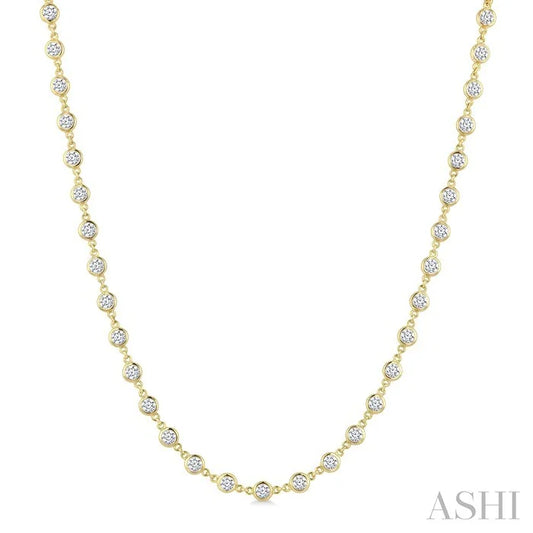Bezel Set Diamond Station Necklace