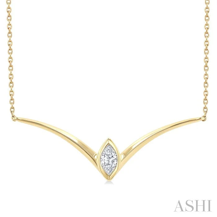 Marquise Shape Chevron Diamond Necklace