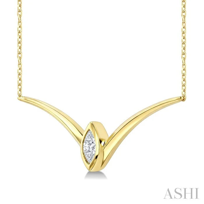 Marquise Shape Chevron Diamond Necklace