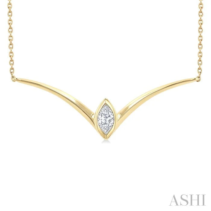 Marquise Shape Chevron Diamond Necklace