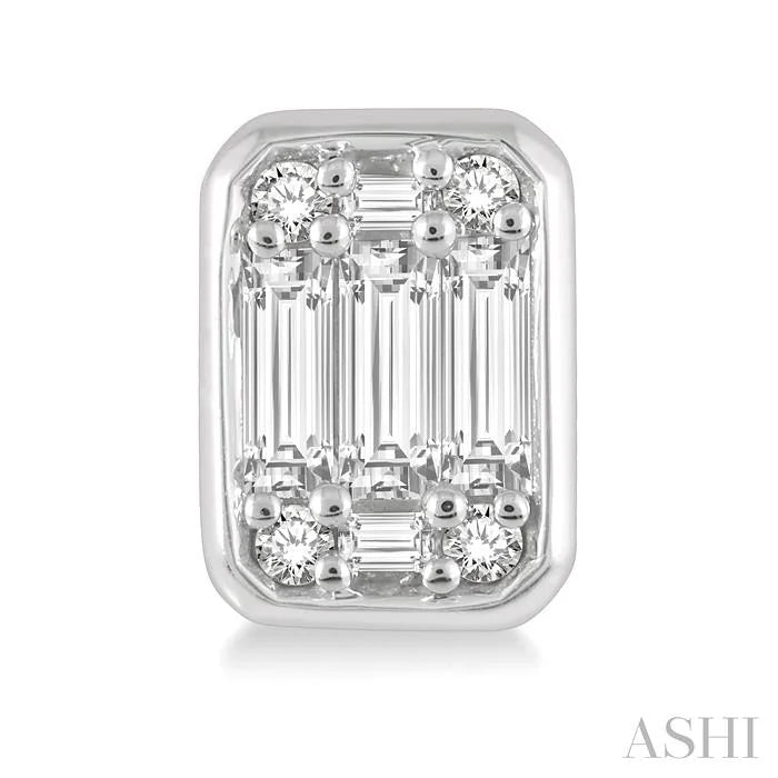 Emerald Shape Bezel Set Fusion Diamond Earrings