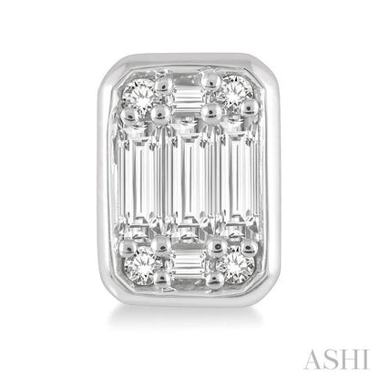 Emerald Shape Bezel Set Fusion Diamond Earrings