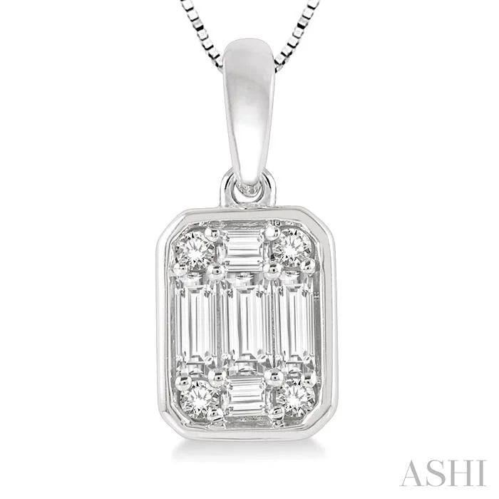 Emerald Shape Bezel Set Fusion Diamond Pendant