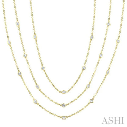 Mixed Shape Layered Diamond Station Necklace