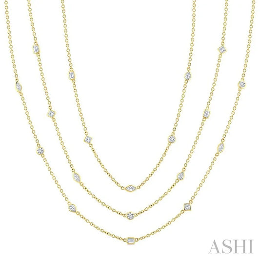 Mixed Shape Layered Diamond Station Necklace