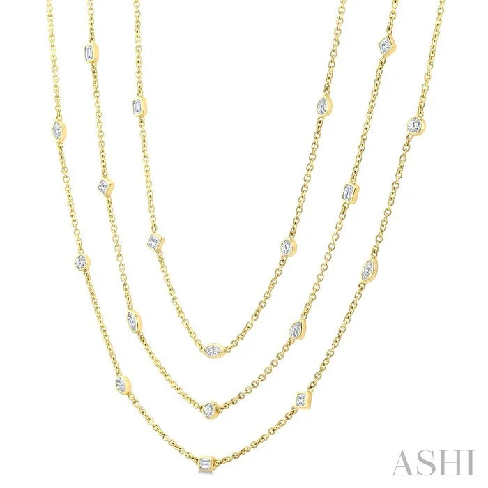 Mixed Shape Layered Diamond Station Necklace