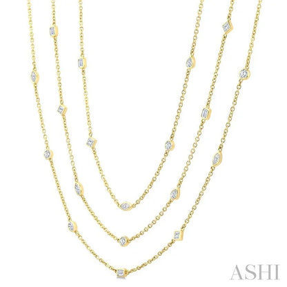 Mixed Shape Layered Diamond Station Necklace