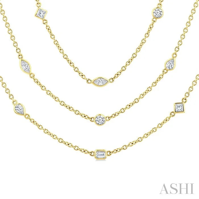 Mixed Shape Layered Diamond Station Necklace