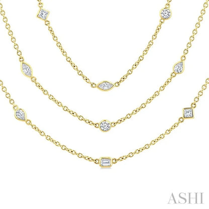 Mixed Shape Layered Diamond Station Necklace