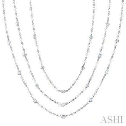 Mixed Shape Layered Diamond Station Necklace