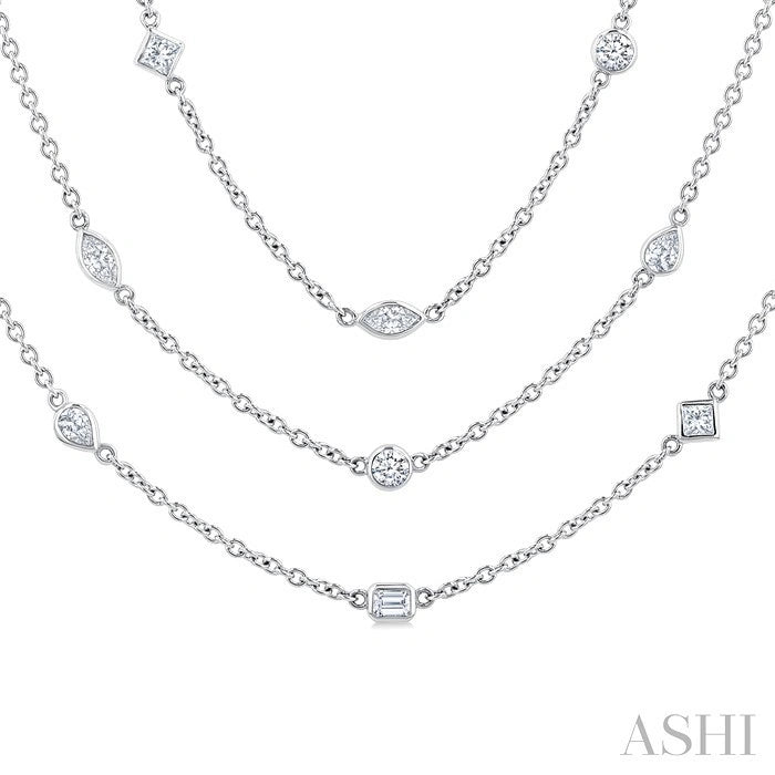 Mixed Shape Layered Diamond Station Necklace
