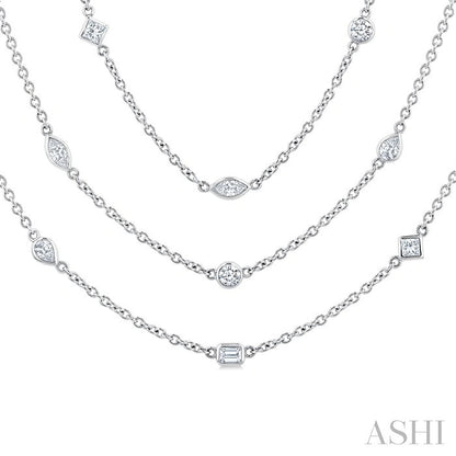 Mixed Shape Layered Diamond Station Necklace