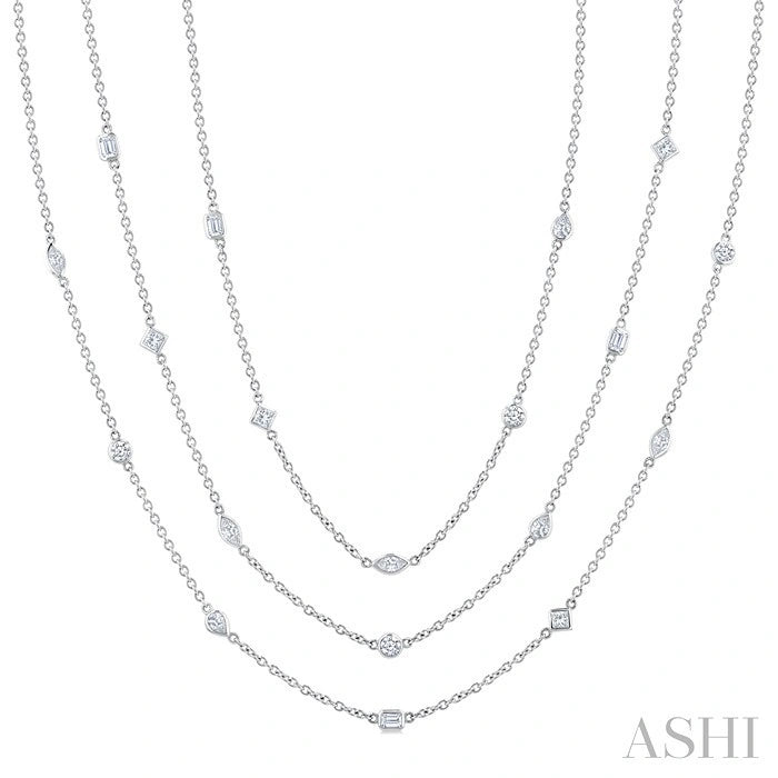 Mixed Shape Layered Diamond Station Necklace
