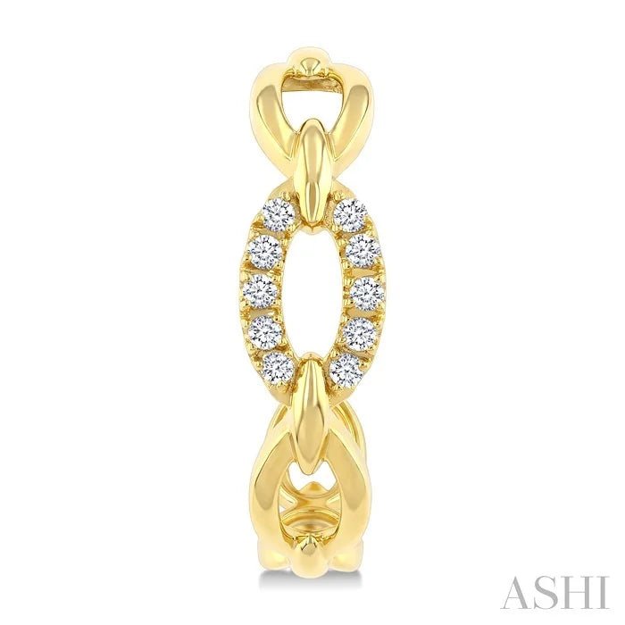 Open Link Diamond Fashion Half Hoop  Earrings
