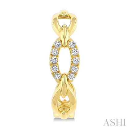 Open Link Diamond Fashion Half Hoop  Earrings
