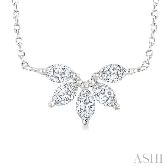 Marquise Shape Chevron Diamond Necklace