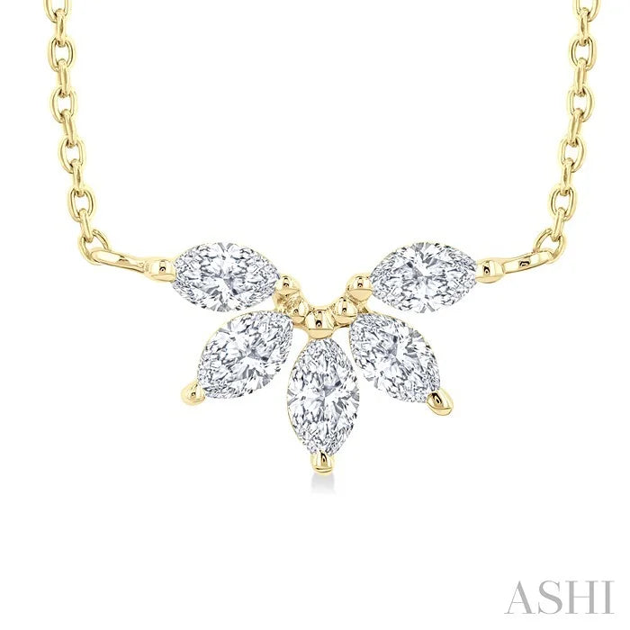 Marquise Shape Chevron Diamond Necklace
