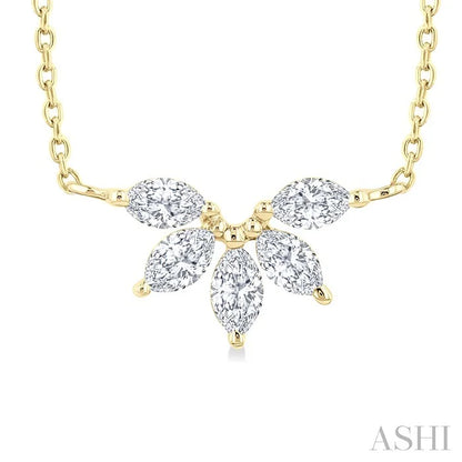 Marquise Shape Chevron Diamond Necklace