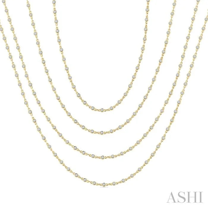 Bezel Set Layered Diamond Necklace