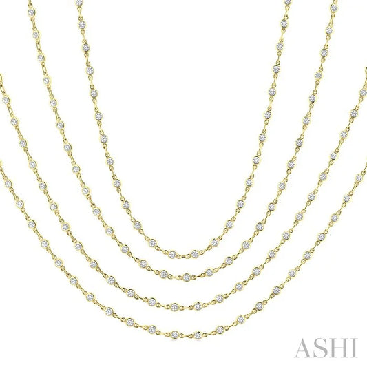 Bezel Set Layered Diamond Necklace
