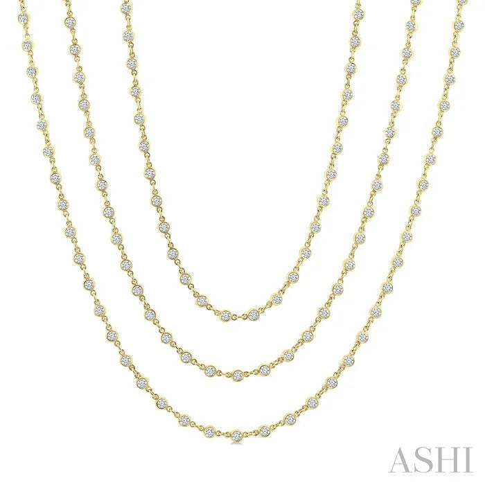 Bezel Set Layered Diamond Necklace