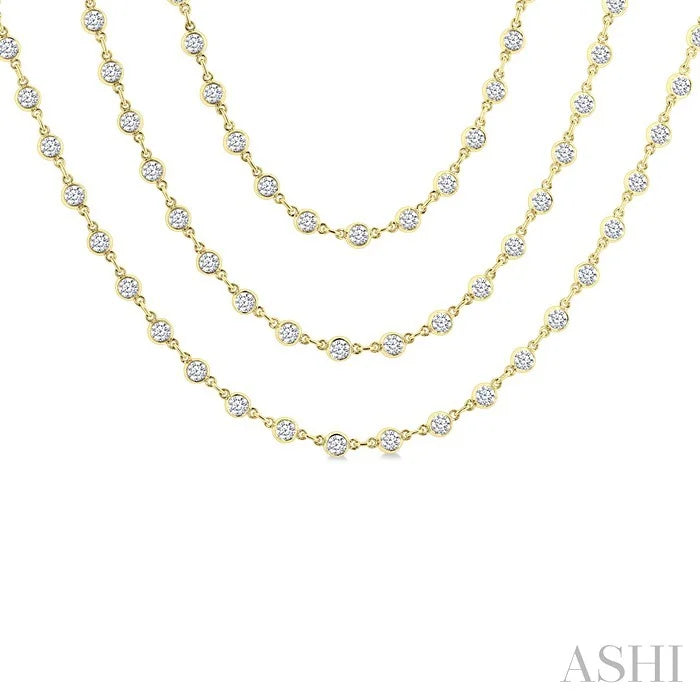 Bezel Set Layered Diamond Necklace