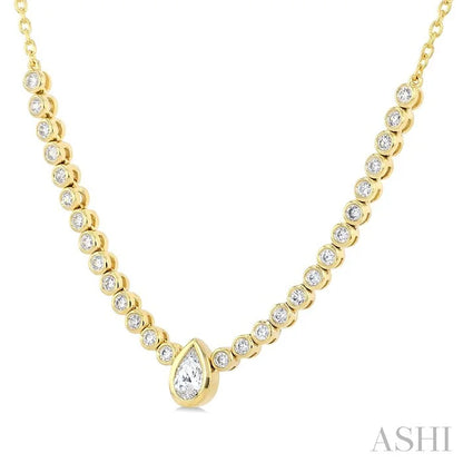 Luna Bezel Pear Shape Halfway Diamond Necklace